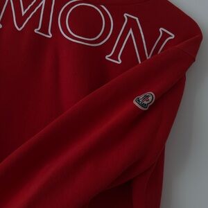 Moncler Split Logo Sweatshirt — Vermillion Red — Size S — Unisex